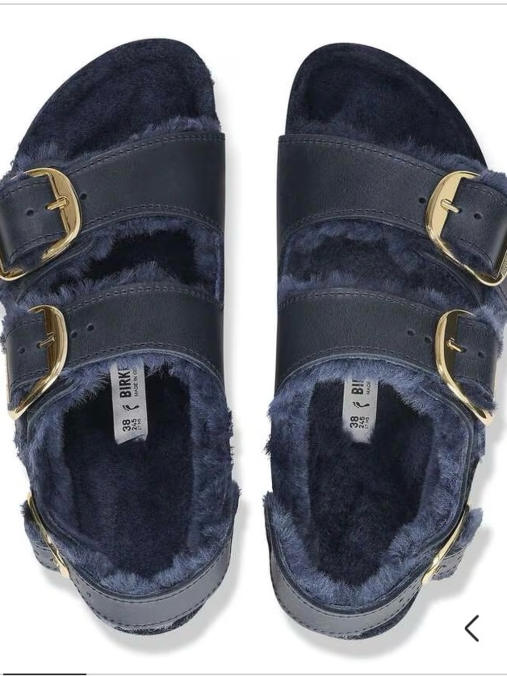 Birkenstock Milano Big Buckle Shearling Oiled Leather Midnight Blue SZ 8 NIB - Picture 7 of 9